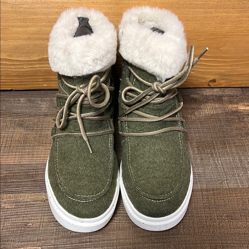 Romika Helsinki 01 Waterproof Womens Fleece boots Olive Green 36/6 side zip Y2K